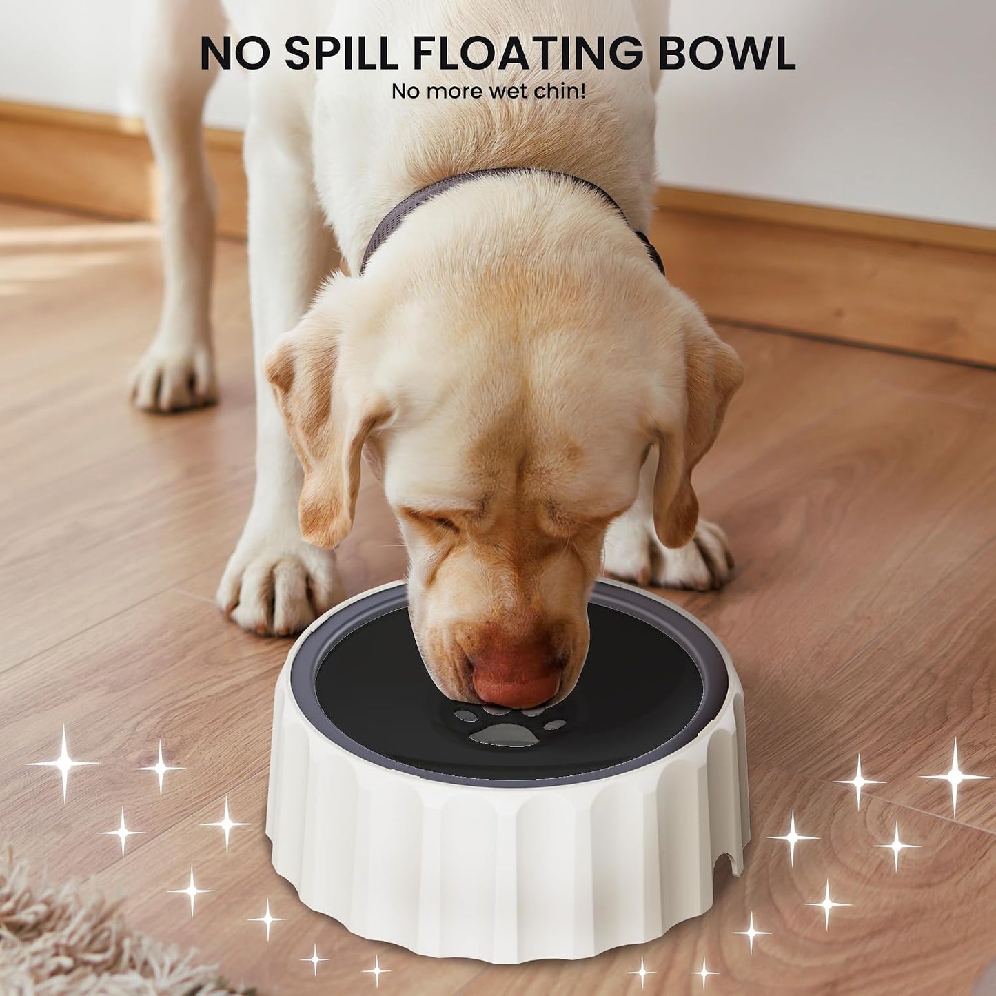 Dog Small Animals Water Bowl No Spill 70Oz/2L Large Capacity Dispenser Non Slip No Splash Small Animals Bowl Pet Slow Feeder No Drip Dog Water Bowl on Vehicle for Dogs and Cats - Black