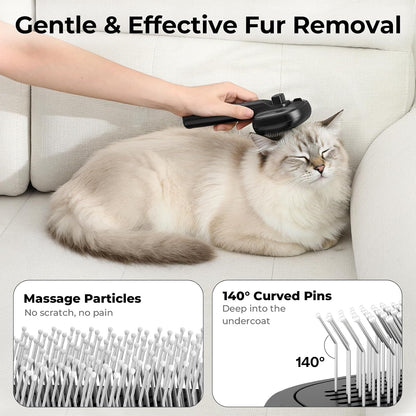 Self-Cleaning Steam Dog Cat Brush for Heavy Shedding/Long Coats | Gentle, Undercoat Removal & Smoothing, Shedding Control, for Water-Anxious Pets, 2 Cool Mist Modes, XL Tank