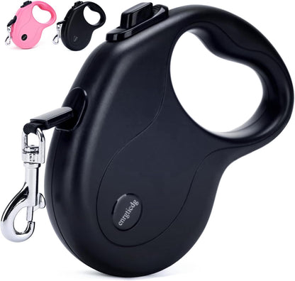 16Ft Retractable Dog Leash,Light Weight Leash for Small to Medium Dogs/Cats up to 50Lbs,Stainless Steel Spring Strong Nylon Tape, Tangle Free, One-Handed Brake. (Charcoal Black)