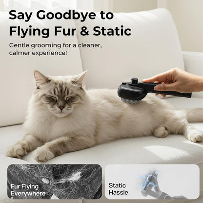 Self-Cleaning Steam Dog Cat Brush for Heavy Shedding/Long Coats | Gentle, Undercoat Removal & Smoothing, Shedding Control, for Water-Anxious Pets, 2 Cool Mist Modes, XL Tank