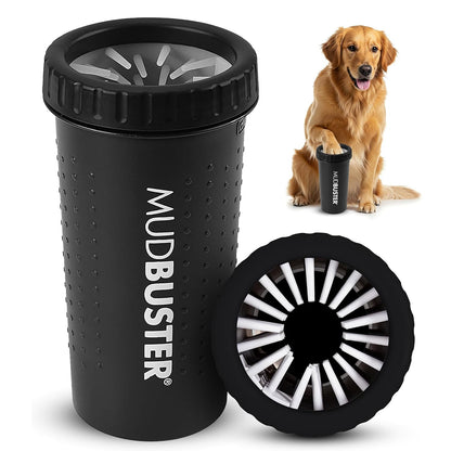 Mudbuster Large Dog Paw Cleaner, Matte Black, Fits 2.5"-3.5" Wide Paws, Gentle Silicone Bristles for Quick, Easy Cleaning