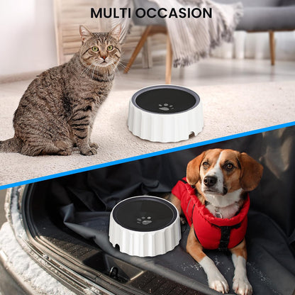 Dog Small Animals Water Bowl No Spill 70Oz/2L Large Capacity Dispenser Non Slip No Splash Small Animals Bowl Pet Slow Feeder No Drip Dog Water Bowl on Vehicle for Dogs and Cats - Black