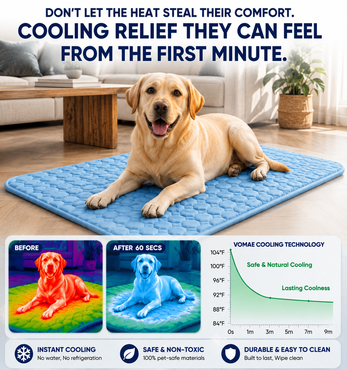 FrostMat 3.0 — Ice-Silk Self-Cooling Mat for Dogs & Cats