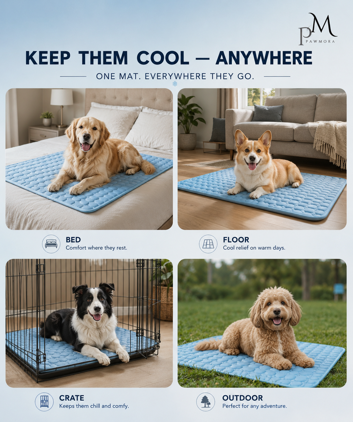 FrostMat 3.0 — Ice-Silk Self-Cooling Mat for Dogs & Cats