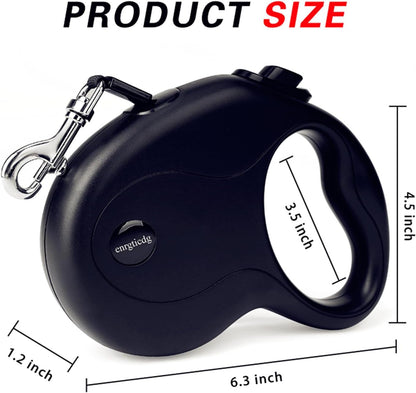 16Ft Retractable Dog Leash,Light Weight Leash for Small to Medium Dogs/Cats up to 50Lbs,Stainless Steel Spring Strong Nylon Tape, Tangle Free, One-Handed Brake. (Charcoal Black)