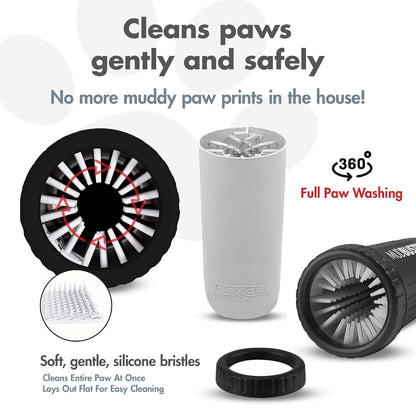Mudbuster Large Dog Paw Cleaner, Matte Black, Fits 2.5"-3.5" Wide Paws, Gentle Silicone Bristles for Quick, Easy Cleaning